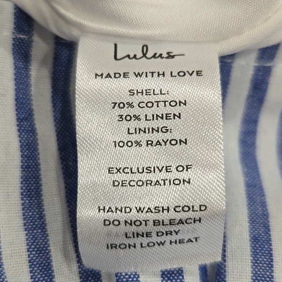 Lulu's Gleeful Getaway Nautical Striped Linen One Shoulder Midi Dress Size S - Picture 15 of 16